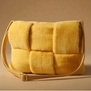 Anthropologie faux fur basket weave purse - BNWOT